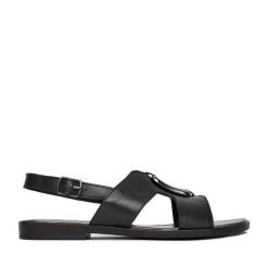 Sandały Lasocki. Czarne sandały Lasocki, bez wzorów, bez obcasa, na płaskiej podeszwie, bez zapięcia. Za 169.99 zł.