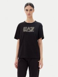 EA7 Emporio Armani T-Shirt 7W000098 AF12503 MC004 Czarny Loose Fit. Czarne t-shirty EA7 Emporio Armani, s, bez wzorów, z bawełny, bez kołnierzyka, bez ramiączek. Za 219.99 zł.