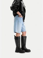 G-Star Raw Kozaki EO-GLCIEN-7001 Czarny. Czarne kozaki G-Star, ze skóry, bez obcasa, na płaskiej podeszwie, bez zapięcia. Za 639.99 zł.