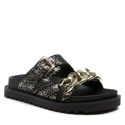 Klapki Guess. Czarne klapki Guess, z aplikacjami, bez obcasa. Za 299.99 zł.