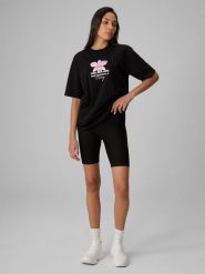 4F Legginsy kolarki z prążkowanej dzianiny damskie - czarne S. Czarne legginsy 4f, s, bez wzorów, z dzianiny, z podwyższonym stanem. Za 79.99 zł.