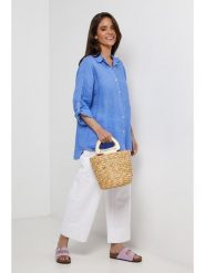 Lin Passion Lniana koszula w kolorze niebieskim rozmiar: 34/36. Niebieskie koszule Lin Passion, bez wzorów, z koronki, klasyczne, bez kołnierzyka, bez ramiączek. Za 143.99 zł.