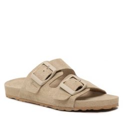 Klapki Manebi. Brązowe klapki Manebi, bez wzorów, bez obcasa. Za 519.99 zł.