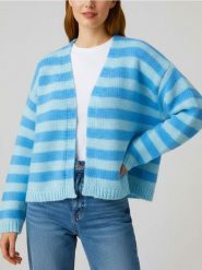 Kardigan w paski - niebieski. Niebieskie kardigany Sinsay, l, bez wzorów. Za 49.99 zł.