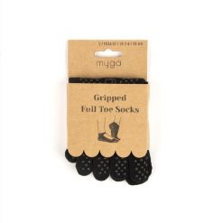 Antypoślizgowe skarpetki z palcami do jogi myga Yoga Toe Socks. Czarne skarpety MYGA, bez wzorów. Za 69.99 zł.