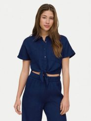 ONLY Koszula Leoni 15367290 Granatowy Regular Fit. Niebieskie koszule Only, xl, bez wzorów, z bawełny, bez kołnierzyka, bez ramiączek. Za 129.99 zł.