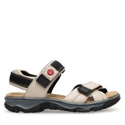 Sandały Rieker. Białe sandały Rieker, bez wzorów, bez obcasa, na płaskiej podeszwie, bez zapięcia. Za 309.99 zł.