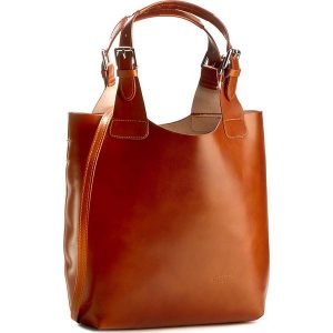 Torebka CREOLE - RBI117 Koniak. Brązowe torby na ramię Creole, bez wzorów, ze skóry, klasyczne, na ramię, duże, bez dodatków. Za 299.00 zł.