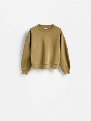 Bluza z modalem - oliwkowy. Zielone bluzy Reserved, l, bez wzorów, z dzianiny, bez kaptura. Za 99.99 zł.