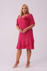 Elegancka amarantowa sukienka Evelyn na wesele PLUS SIZE XXL. Czerwone sukienki Moda Size Plus Iwanek, na imprezę, plus size, z aplikacjami, z elastanu, eleganckie, bez kołnierzyka, plus size, bez ramiączek, midi. Za 289.90 zł.