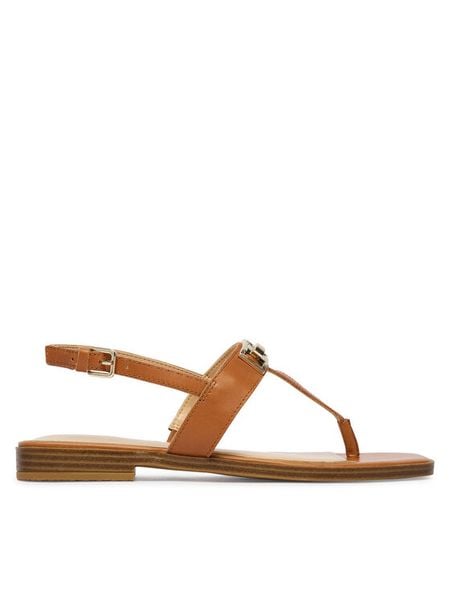 Guess Sandały FLJRMY LEA03 Brązowy. Brązowe sandały Guess, z aplikacjami, ze skóry, bez obcasa, na płaskiej podeszwie, bez zapięcia. Za 299.99 zł.