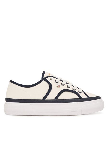 Tommy Hilfiger Tenisówki Platform Vulc Piping FW0FW09394 Biały. Białe trampki TOMMY HILFIGER, bez wzorów, z materiału, bez zapięcia. Za 368.99 zł.