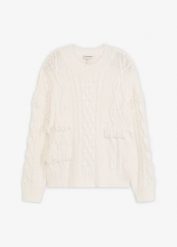 Sweter oversize z frędzlami. Białe swetry bonprix, bez wzorów, z dzianiny, bez ramiączek. Za 129.99 zł.