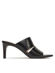 Calvin Klein Klapki Heel Mule 70 - Lth 2 Straps HW0HW02460 Czarny. Czarne klapki Calvin Klein, bez wzorów, ze skóry, bez obcasa. Za 409.99 zł.