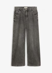 Jeansy wide leg, średni stan. Szare jeansy bonprix, bez wzorów. Za 129.99 zł.