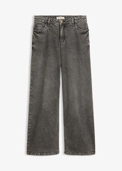 Jeansy wide leg, średni stan. Szare jeansy bonprix, bez wzorów. Za 129.99 zł.