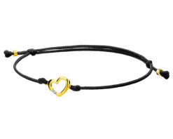 Bransoletka z elementami żółtego złota i diamentem - serce - 0,004 ct - próba 375. Żółte bransoletki Apart, z diamentem, złote. Za 469.00 zł.