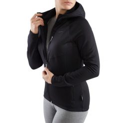 Bluza trekkingowa techniczna damska Viking Jukon Hoodie z kapturem na zamek. Czarne bluzy Viking, xl, bez wzorów, z dzianiny, z kapturem. Za 379.90 zł.