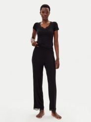 Hunkemöller Piżama Nanna 301483 Czarny Regular Fit. Czarne piżamy Hunkemöller, bez wzorów, z wiskozy, bez ramiączek. Za 129.99 zł.