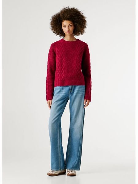 Pepe Jeans Sweter w kolorze czerwonym rozmiar: M. Czerwone swetry Pepe Jeans, m, bez wzorów, z bawełny, bez ramiączek. Za 178.45 zł.