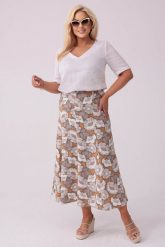 Lniana spódnica o długości MAXI PLUS SIZE OVERSIZE XXL. Spódnice Moda Size Plus Iwanek, na co dzień, plus size, bez wzorów, ze lnu, eleganckie, plus size, maxi, oversize. W wyprzedaży za 69.90 zł.