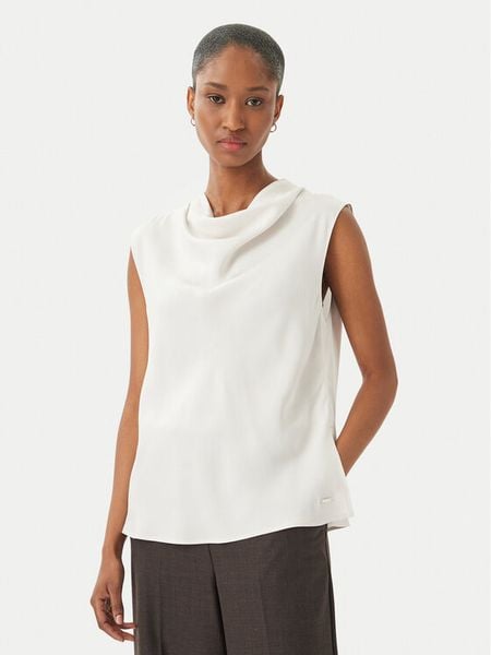 Calvin Klein Bluzka LV044F161G Biały Regular Fit. Białe bluzki Calvin Klein, s, bez wzorów, z wiskozy, bez kołnierzyka, bez ramiączek. Za 428.99 zł.