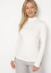 Biała Bluzka Golf Typu Longsleeve Altera. Białe golfy Born2be, l, bez wzorów, z jeansu, bez ramiączek. Za 49.99 zł.