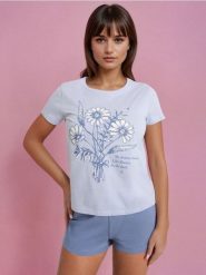 Piżama dwuczęściowa z nadrukiem - błękitny. Niebieskie piżamy Sinsay, bez wzorów, bez ramiączek. Za 29.99 zł.