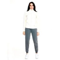 Bluza z zamek błyskawiczny na co dzień na siłownię. Białe bluzy LEONE 1947 APPAREL, bez wzorów, z bawełny, bez kaptura. W wyprzedaży za 157.01 zł.