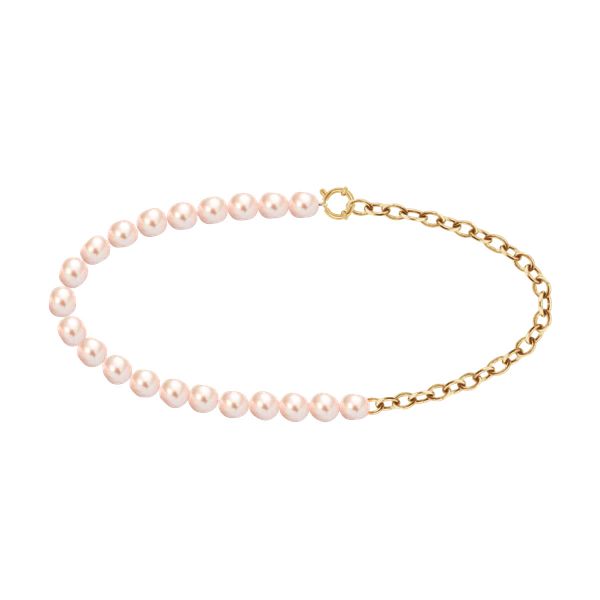 Naszyjnik z łososiowych dużych pereł i Łańcucha No.1. Czerwone naszyjniki Lilou, z perłą, ze stali. Za 426.50 zł.