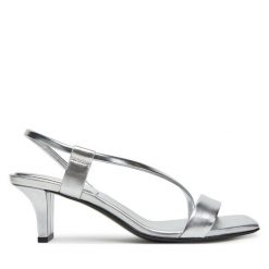 Sandały Calvin Klein. Szare sandały Calvin Klein, bez wzorów, bez obcasa, na słupku, bez zapięcia. Za 519.99 zł.