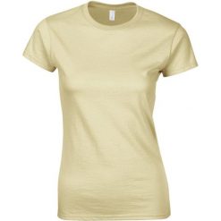 Koszulka Damska Krótki Rękaw Soft Style. Brązowe bluzki GILDAN, xl, bez wzorów, sportowe, bez kołnierzyka, bez ramiączek. Za 29.99 zł.