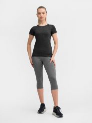 4F Legginsy treningowe 3/4 szybkoschnące damskie XS. Szare legginsy 4f, xs, bez wzorów, ze skóry, z podwyższonym stanem. W wyprzedaży za 29.99 zł.