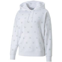 Bluza damska Puma Brand Love AOP Hoodie FL. Białe bluzy Puma, l, bez wzorów, bez kaptura. Za 187.00 zł.