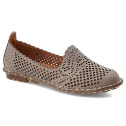 Szare Baleriny Ravini Wsuwane Obuwie Damskie. Szare półbuty wsuwane Ravini, na lato, w ażurowe wzory, z materiału, boho, bez obcasa, bez zapięcia. Za 269.00 zł.