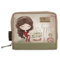 Beżowy Damski Kompaktowy Portfel Anekke. Brązowe portfele Anekke, bez wzorów. Za 129.00 zł.