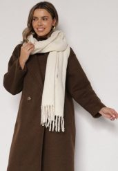 Jasnobeżowy Klasyczny Szalik Zdobiony Frędzlami Vetilana. Brązowe szaliki Born2be, z aplikacjami, z jeansu, biznesowe. Za 44.99 zł.