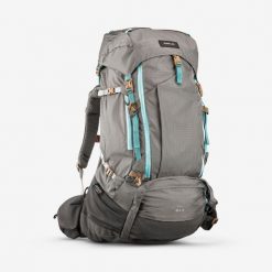 Plecak trekkingowy damski Forclaz MT 500 Air 55+10 l. Szare plecaki SIMOND, bez wzorów, z poliamidu. Za 499.99 zł.