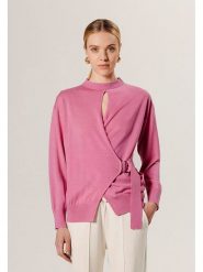 Rodier Wełniany sweter w kolorze jasnoróżowym rozmiar: L. Różowe swetry Rodier, l, bez wzorów, z wełny, bez ramiączek. Za 339.99 zł.