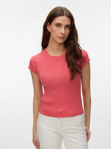 Vero Moda Koszulka w kolorze różowym rozmiar: S. Różowe bluzki Vero Moda, s, bez wzorów, z materiału, klasyczne, bez kołnierzyka, bez ramiączek. Za 68.95 zł.