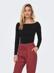 ONLY Koszulka w kolorze czarnym rozmiar: XL. Czarne bluzki Only, xl, bez wzorów, bez kołnierzyka, bez ramiączek. Za 70.24 zł.
