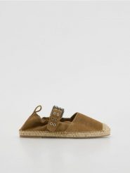 Skórzane espadryle - beżowy. Brązowe espadryle Reserved, bez wzorów, ze skóry, bez obcasa, bez zapięcia. W wyprzedaży za 79.99 zł.