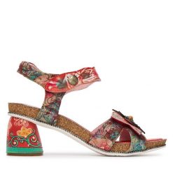 Sandały Laura Vita. Czerwone sandały Laura Vita, bez wzorów, bez obcasa, na słupku, bez zapięcia. Za 439.99 zł.