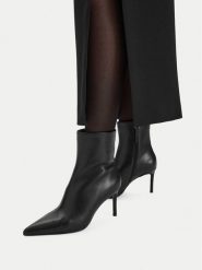 GINO ROSSI Botki C-TS6319-1 -N Czarny. Czarne botki Gino Rossi, bez wzorów, ze skóry, bez obcasa, na szpilce, bez zapięcia. Za 349.99 zł.