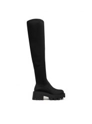 DeeZee Kozaki 67091-8H Czarny. Czarne kozaki DeeZee, z materiału, bez obcasa, na płaskiej podeszwie, bez zapięcia. Za 249.99 zł.