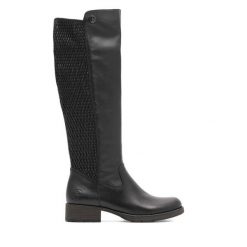 Kozaki Rieker. Czarne kozaki Rieker, bez obcasa, na słupku, bez zapięcia. Za 423.99 zł.
