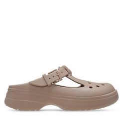 Klapki Crocs. Brązowe klapki Crocs, bez wzorów, bez obcasa. Za 189.99 zł.