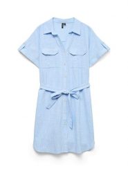 Vero Moda Sukienka w kolorze błękitnym rozmiar: L. Niebieskie sukienki Vero Moda, na co dzień, l, bez wzorów, z bawełny, bez kołnierzyka, bez ramiączek, mini, proste. Za 113.90 zł.