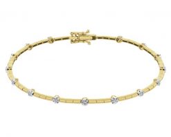 Bransoletka z żółtego złota z brylantami - 18 cm - 0,15 ct - próba 585. Żółte bransoletki Apart, z brylantem, złote. Za 6,290.00 zł.