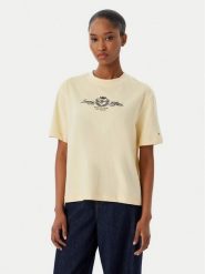 Tommy Hilfiger T-Shirt Crest WW0WW48713 Kremowy Relaxed Fit. Białe t-shirty TOMMY HILFIGER, xs, bez wzorów, z bawełny, bez kołnierzyka, bez ramiączek. Za 249.99 zł.